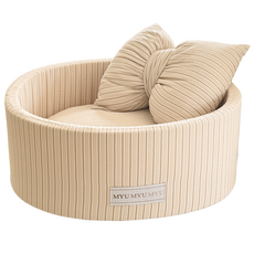 MYUMYU 沐慕家居糖果線條寵物窩, 1個, 奶茶色