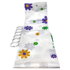 PEVA 防水浴簾 加厚, 180 x 180cm, 綠紫小花, 1組