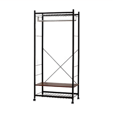 Justice移動式置物衣櫥架, 高度可調, 含活動輪, Black, 75 x 45 x 165.5cm