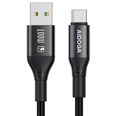 AIDOGA 艾迪伽 爵士系列 USB-A TO Type-C充電線傳輸線編織快充線 QC3.0 100W, 鈦灰色, 120cm, 1條