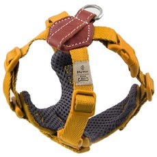 SPUTNIK 斯普尼克 胸背帶, 真皮材質 柔軟防護墊 適合各種體型 簡易穿戴, S, 黃色, 1個