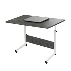 床邊移動升降桌, 寬敞大桌面, 可調節60cm~85cm, 細膩桌面材質, 耐磨耐刮抗水, 黑拉絲