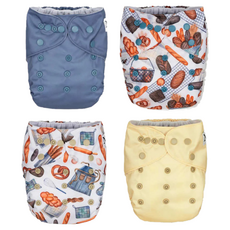 Nora's Nursery 成長型口袋式布尿布 附尿墊 4件 (2件防水外褲), 麵包店, 1組