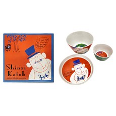 Shinzi Katoh 美式復古碗盤組 3p, 盤子 + 大碗 + 小碗, 猴子 多色, 1組