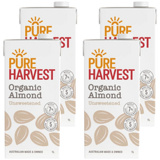 Pure Harvest 有機杏仁奶, 無糖, 澳洲製造, 1L, 4瓶