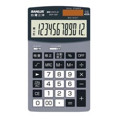 SANLUX 台灣三洋 計算機 大型顯示 雙電源 SCP-1257, 灰色, 1個