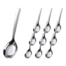 小麥購物 G261不鏽鋼湯匙, 平底款 小(15.2 x 3.8cm) 34g, 不鏽鋼色, 10支