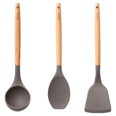 Sisem 矽膠廚具三件組, 湯勺+鍋鏟+料理勺, 石灰色, 1組