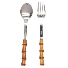 SABRE PARIS 原木質風 配餐用 不鏽鋼 26cm, 叉子+湯匙, 竹子, 1組