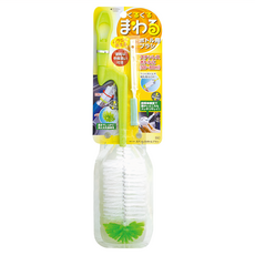 mameita 旋轉洗瓶刷, 可用於保溫瓶、水瓶、寶特瓶等多種容器, 方便清洗的旋轉型握把, 超細纖維清潔刷, 混色, 1支