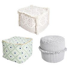 Craftsman In Storage 收納職人 簡約北歐ins風棉線編織坐墩/沙發凳/懶人矮凳, 白雪紗紗 + 絕美綠光 + 經典格紋