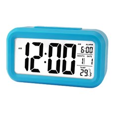 E.dot 多功能LED感光懶人智慧鬧鐘, 超大數字顯示, 溫度顯示, 藍色