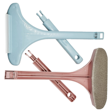 EDISH 帶刮刀長柄紗窗清潔刷 紗窗清潔神器 長柄設計輕鬆清潔高處 刮刀有效去除頑固污垢, 粉、藍、綠(隨機出貨), 2支