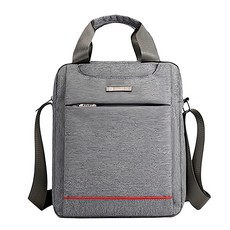 BAIRUN 帆布側背包 直款, 灰色, 29 x 24 x 6cm, 1入