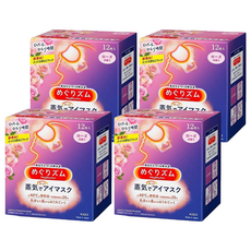Kao 花王 MegRhythm 美舒律 新柔舒蒸氣眼罩 玫瑰花香 Set, 40°C 蒸氣SPA 約20分鐘, 12片, 4盒