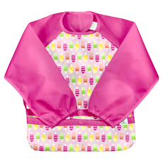 green sprouts 小綠芽 魔鬼氈雙面防水 防食物掉落長袖圍兜, 彩色冰花, 1件