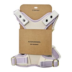 AUSKOMMEN 奧斯克曼 X胸背帶 提把設計 防掙脫設計 特製雙層織帶 狗款背帶, 粉霧紫, 1個