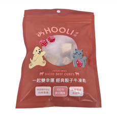 HOOLI 呼哩 經典骰子牛凍乾, 精選瘦肉部位 肉味香濃, 100% 原切肉塊, 友善環境 草飼牛, 牛肉, 30g, 1包