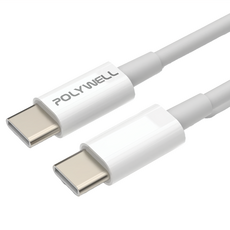 POLYWELL Type-C To C 安卓PD快充線 PW15-W45-M143, 0.5m, 白色, 1條
