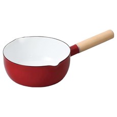 珍珠金屬18cm紅色琺瑯雪平鍋(IH適用, 1入