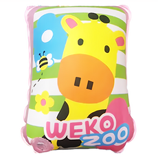WEKO 斑馬長頸鹿游泳手臂圈 7x12吋 加厚PVC 卡通印花 防漏氣嘴, 粉色, 1個
