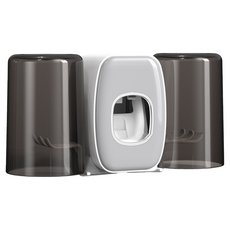 AHOYE 3合1免打孔牙刷架組，自動擠牙膏器，漱口杯架，浴室收納神器, 1個, 單一顏色