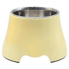 台寵 北歐寵物高碗, 美耐皿材質, 防打翻高腳碗 - M 號, 黃色, 1個