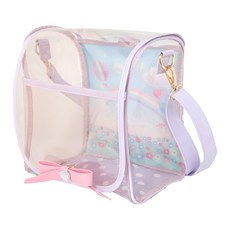 Usamomo 萌兔桃桃 家家酒 一起去散步2way提包 斜背包 後背包 鈕扣掀蓋設計 可斜背可後背, 22 x 15 x 23cm, 透明