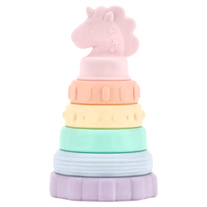 Itzy Ritzy 固齒咬咬疊疊樂 食品級矽膠, 9.5 x 9.5 x 16.5cm, 童話獨角獸, 1個