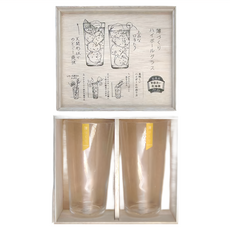 TOYO-SASAKI GLASS 東洋佐佐木 HighBall杯 Set 2入組禮盒, 薄口玻璃杯, 洗碗機OK 烘碗機OK, 75 x 143mm, 1盒