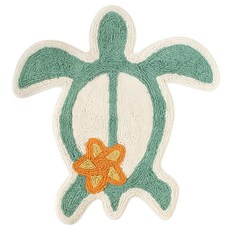 Tomo 療癒海洋生物地墊 湖水綠海龜款 柔軟舒適 居家裝飾, 1件, 65 x 62cm