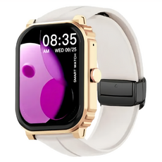 Ergotech 人因科技 5ATM游泳心率血氧藍牙通話腕錶 SW210 原廠保固, 2.01mm, 奶茶金, 藍牙