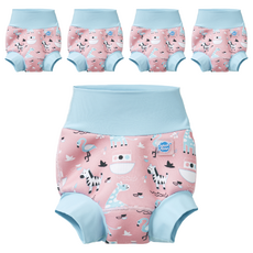 Splash About Brand New Happy Nappy 3D加強版 游泳尿布褲/尿布 粉紅動物園, XL, 5件