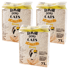 DORO CAT 豆乳貓 混合豆腐與礦物貓砂 7L 添加活性碳消臭粒子 低過敏, 無味, 3袋