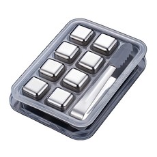 頂級316不鏽鋼極凍冰塊8件組,不融化冰鎮保冷塊,威士忌冰石,附收納盒, 1組