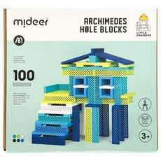 mideer 阿基米德洞洞積木 冷色 100片, 1盒