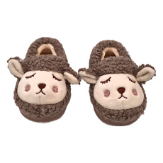 可愛綿羊防滑保暖親子室內拖鞋, 棕綿羊, 內長14cm, 1雙