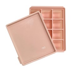 tgm 粉彩白金矽膠副食品冷凍儲存分裝盒 M, 可按使用量調節 保鮮保存使用, 珊瑚粉色, 1個, 25g