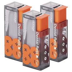 自動牙線收納盒 每盒內含10只牙線 尺寸8.5cm x 2.5cm x 3.6cm ABS材質, 橘色, 3個