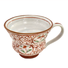 馬克杯 -日本製 口徑: 10cm 寬: 13cm 高: 8cm 容量: 250mL 陶瓷材質, 赤繪桔梗, 1個