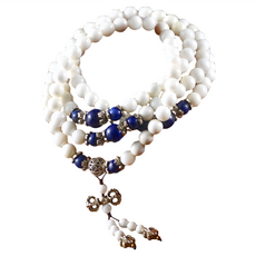 108珠 青金石藏銀硨磲手鍊，天然白硨磲，珠子大小約6mm，手圍尺寸全長17~18cm, EN1306, 6mm, 1個