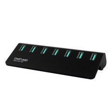 DigiFusion 伽利略 USB3.2 Gen2 7埠 Hub 集線器 H718S-BK, 10Gbps傳輸速度, LED電源顯示燈號, 鋁製外殼, 黑色, 1個