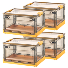 三開茶色收納箱 35L 735中茶, 黃色, 47 x 35 x 23.5cm, 4個