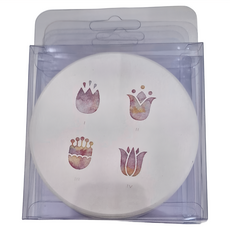 小清新系列 珪藻土吸水杯墊 圓 6個, 鬱金香 白色, 1組