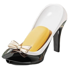 優雅氣質高跟鞋造型香皂瀝水架 浴室收納, 奶油白橘, 1個