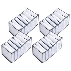 衣櫃分格收納袋 7格網紗收納袋 尼龍網紗材質 可反覆水洗, 25 x 36 x 20cm, 灰色, 4個