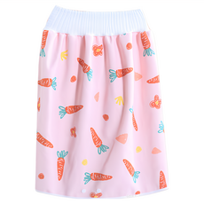 OhBabyLying 寶寶高腰防水隔尿裙, 外層100%純棉, 中層防水透氣TPU, 內層竹炭纖維, L, 胡蘿蔔