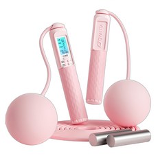 PUSH! 有線無線兩用計數負重跳繩有氧運動鋼絲繩 粉色 1個 2.8米 (長度可調節) 身高185以下自由調節, 2.8米 (長度可調節), 身高185以下自由調節