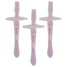 喜多 幼兒矽膠牙刷組，安全擋片，耐高溫120°C, 粉紅色, 3支, 1支