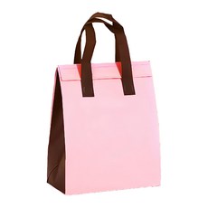 手提保溫袋 無紡布 鋁箔, 粉色 + 咖啡色, 15個